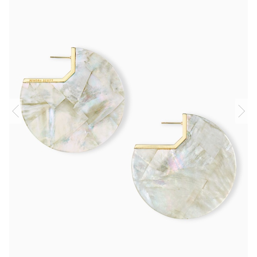 Kendra Scott Gold hoop earrings ivory pearl
